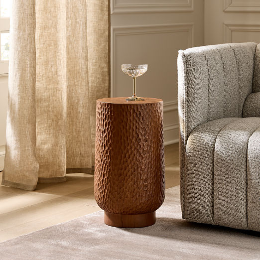 Hawk Carved Oak Side Table