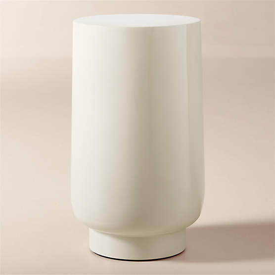 Hawk Warm White Enamel Drink Table