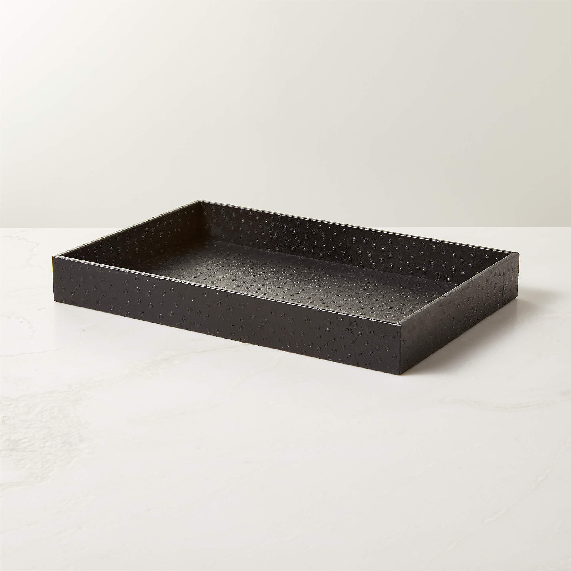 Heath Modern Embossed Leather Black Tray + Reviews CB2 Canada