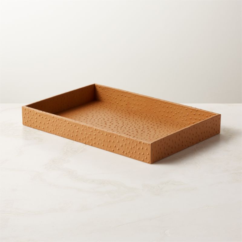 View Heath Embossed Tan Leather Tray details
