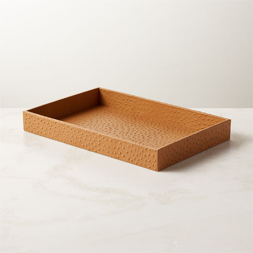 Heath Embossed Tan Leather Tray
