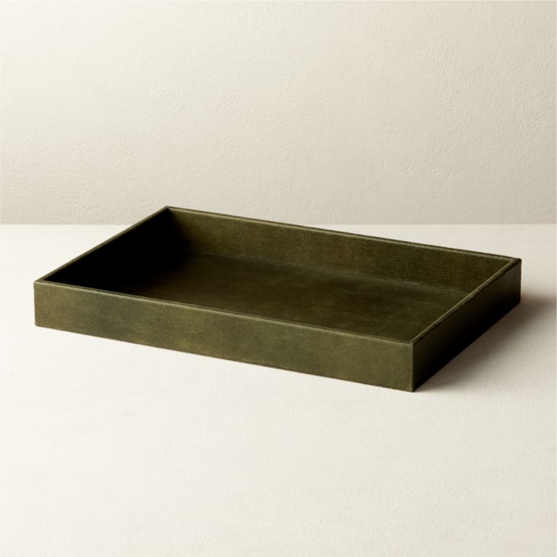 View Heath Dark Green Leather Tray details