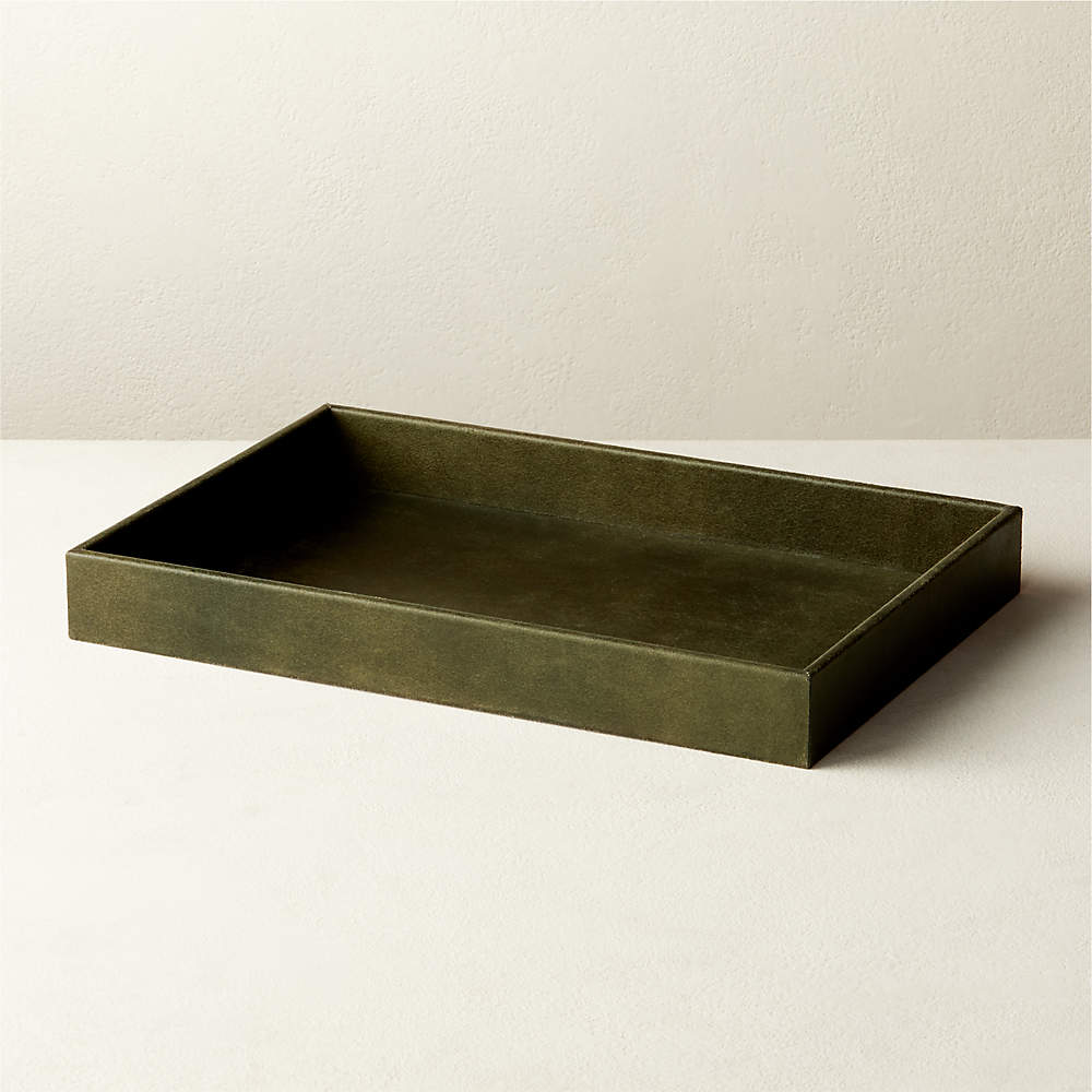 Heath Dark Green Leather Tray Reviews, Brown Leather Tray