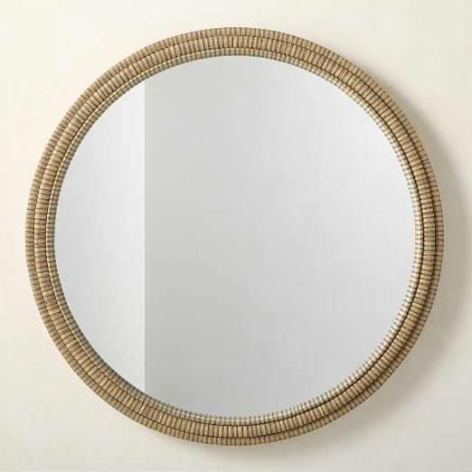 Heath Striped Fabric Round Wall Mirror 48"