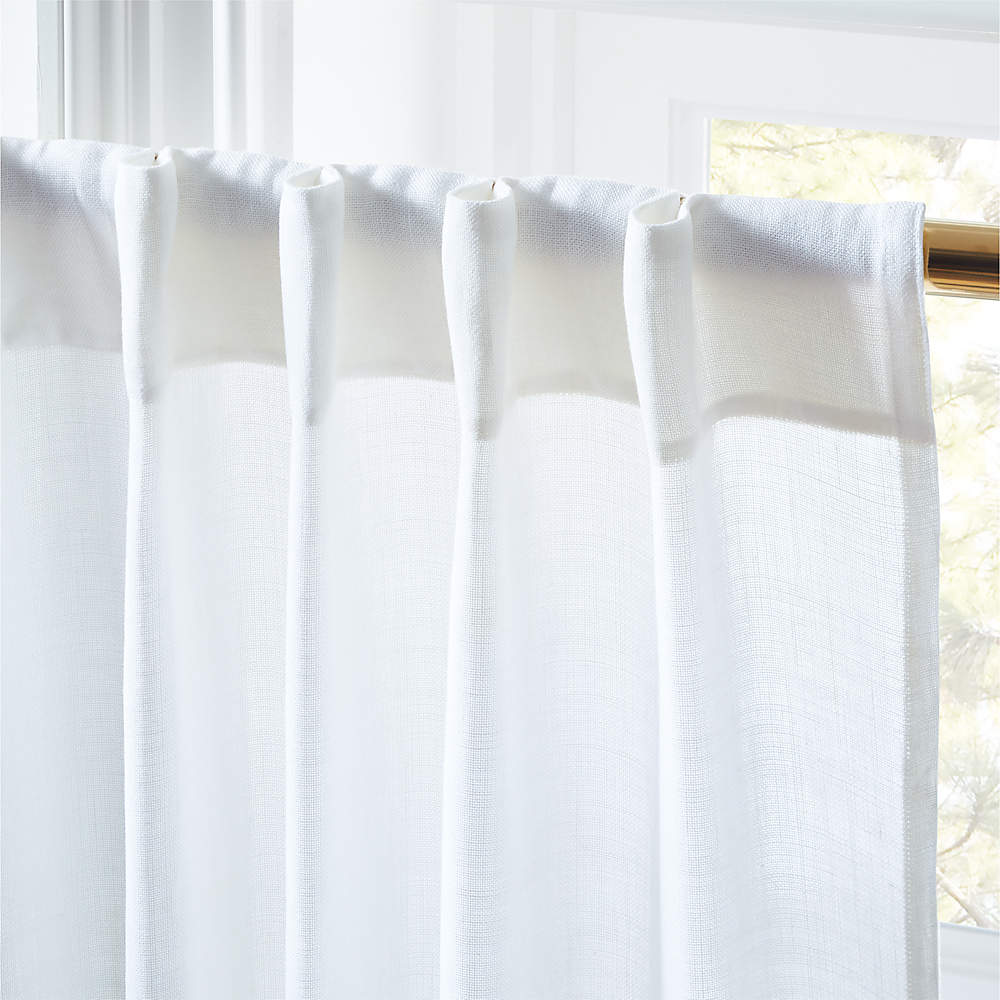 Modern Heavyweight White Linen Window Curtain Panel 48