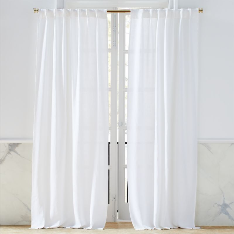 Modern Heavyweight White Linen Window Curtain Panel 48"x84" + Reviews CB2