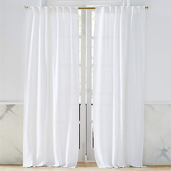 Modern Heavyweight White Linen Window Curtain Panel 48