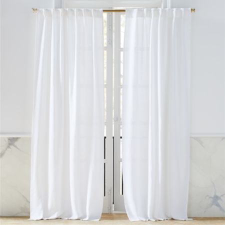 Heavyweight White Linen Curtain Panel Cb2