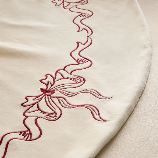 Heidi Red Bow Velvet Christmas Tree Skirt 48"