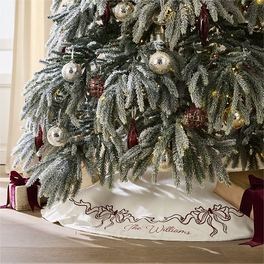 Heidi Red Bow Velvet Christmas Tree Skirt 48"
