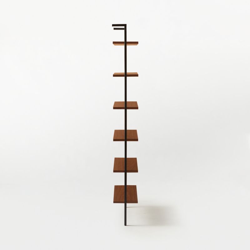 Helix 96" Walnut Wood Wall Mount Bookshelf - image 8 of 10