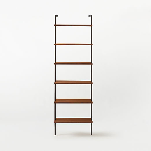 Helix 96" Walnut Wood Wall Mount Bookshelf