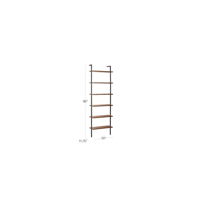 View Helix 96" Walnut Wood Wall Mount Bookshelf - image 2 of 10