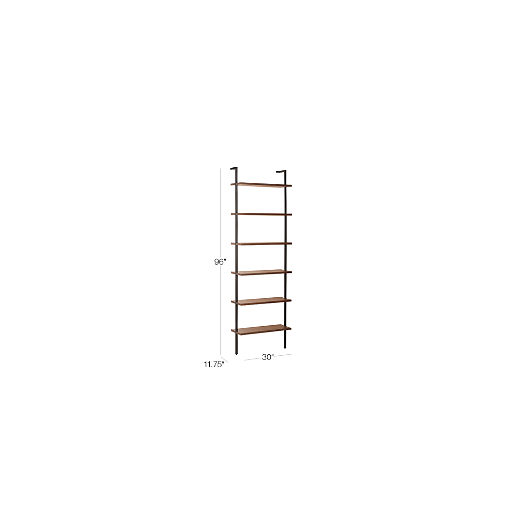 Helix 96" Walnut Wood Wall Mount Bookshelf