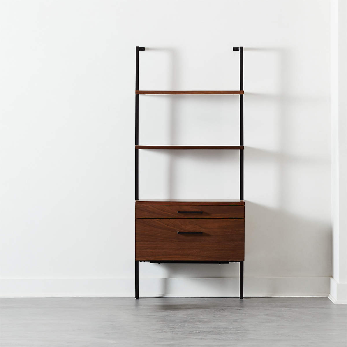 Helix 70" Walnut Bookcase with 2 Drawers CB2