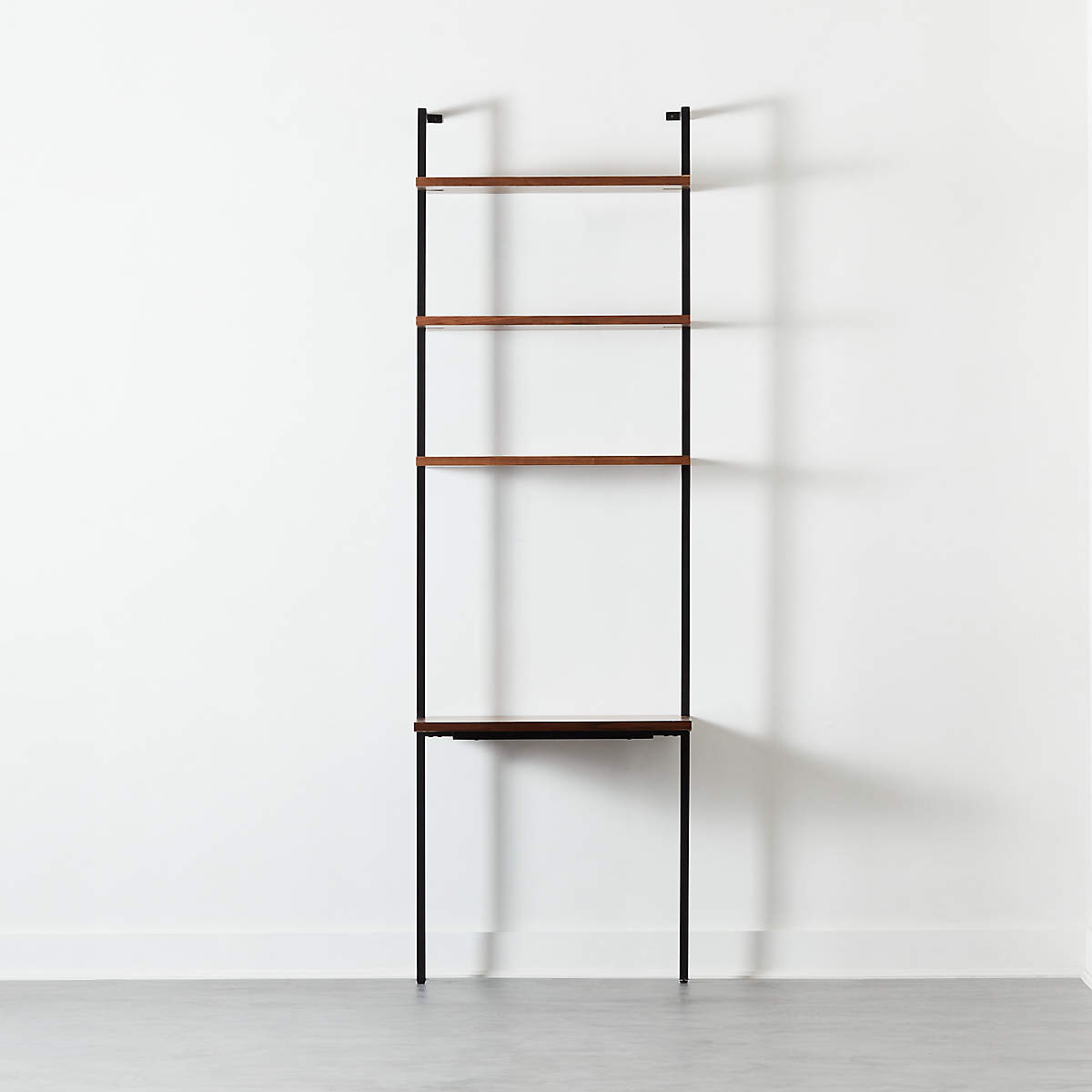 Helix Modern Walnut Wood Wall Mount Desk with Shelves 96