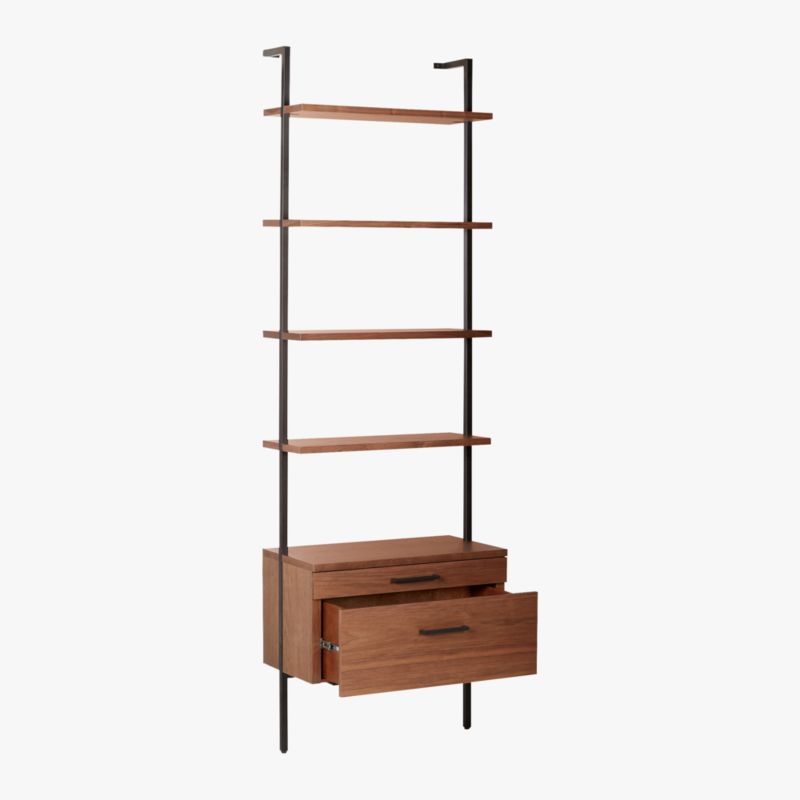 Helix 96" Walnut Bookcase with 2 Drawers - image 6 of 9