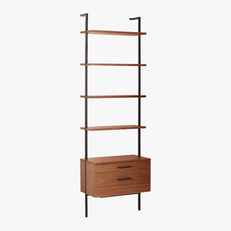 Helix 96" Walnut Bookcase with 2 Drawers - image 5 of 9