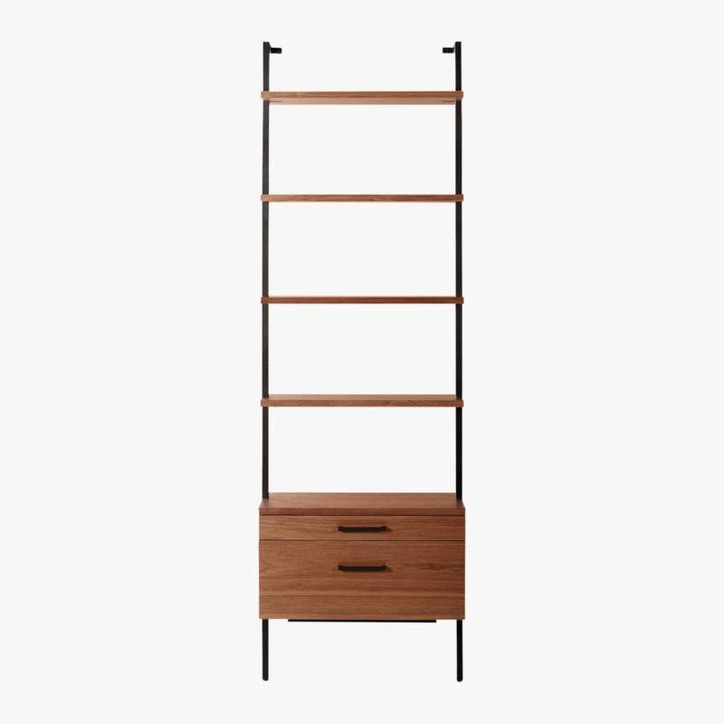 Helix 96" Walnut Bookcase with 2 Drawers - image 4 of 9