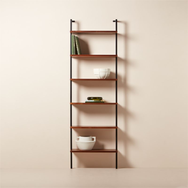 Helix 96" Walnut Wood Wall Mount Bookshelf - image 2 of 10