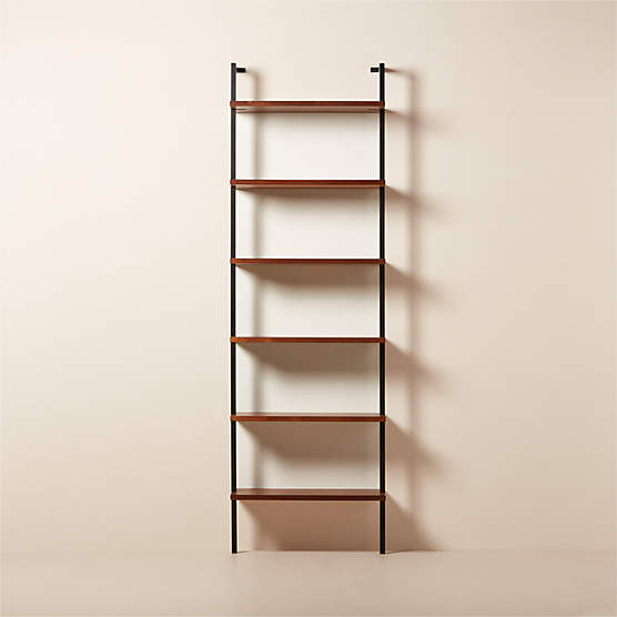 Helix 96" Walnut Wood Wall Mount Bookshelf