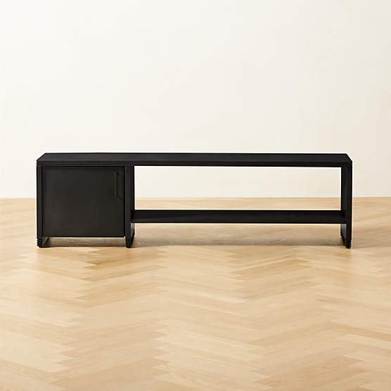 Hendricks 66" Black Metal Shoe Storage Bench