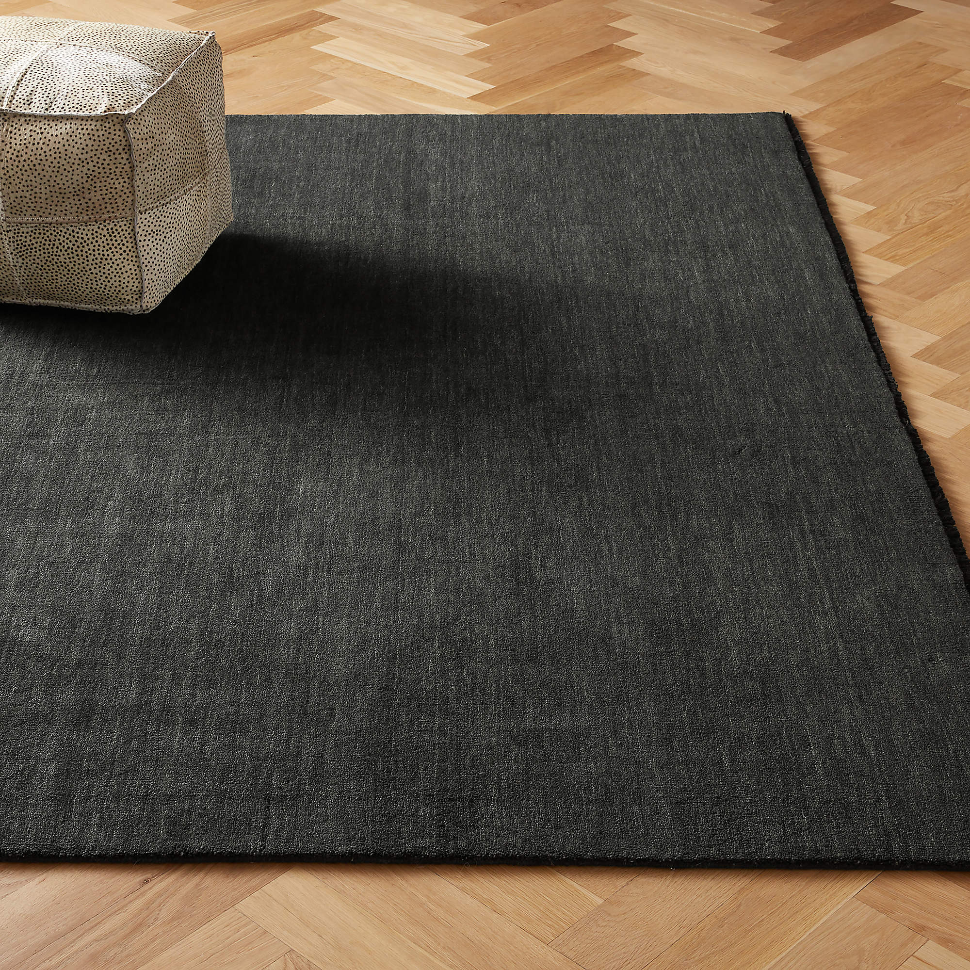 Henry Charcoal Handloomed Wool Area Rug CB2