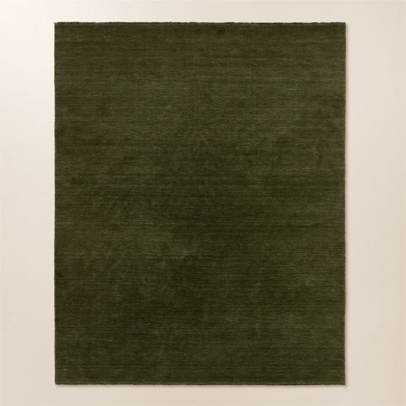 View Henry Handloomed Green Wool Area Rug 5'x8' details