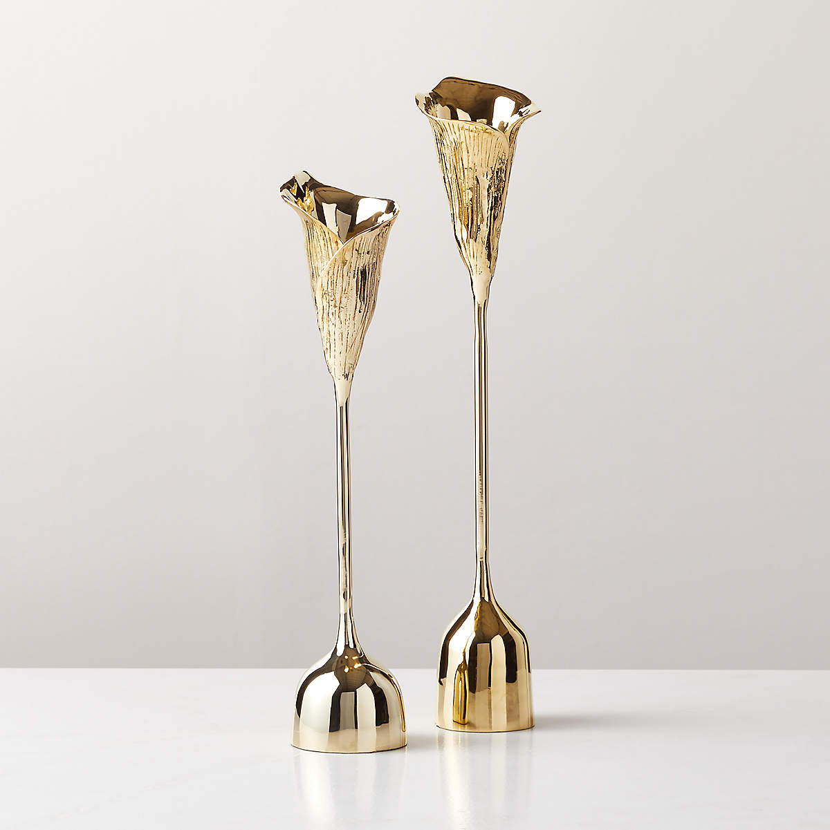 Hepburn Brass Taper Candle Holders Set of 2 | CB2