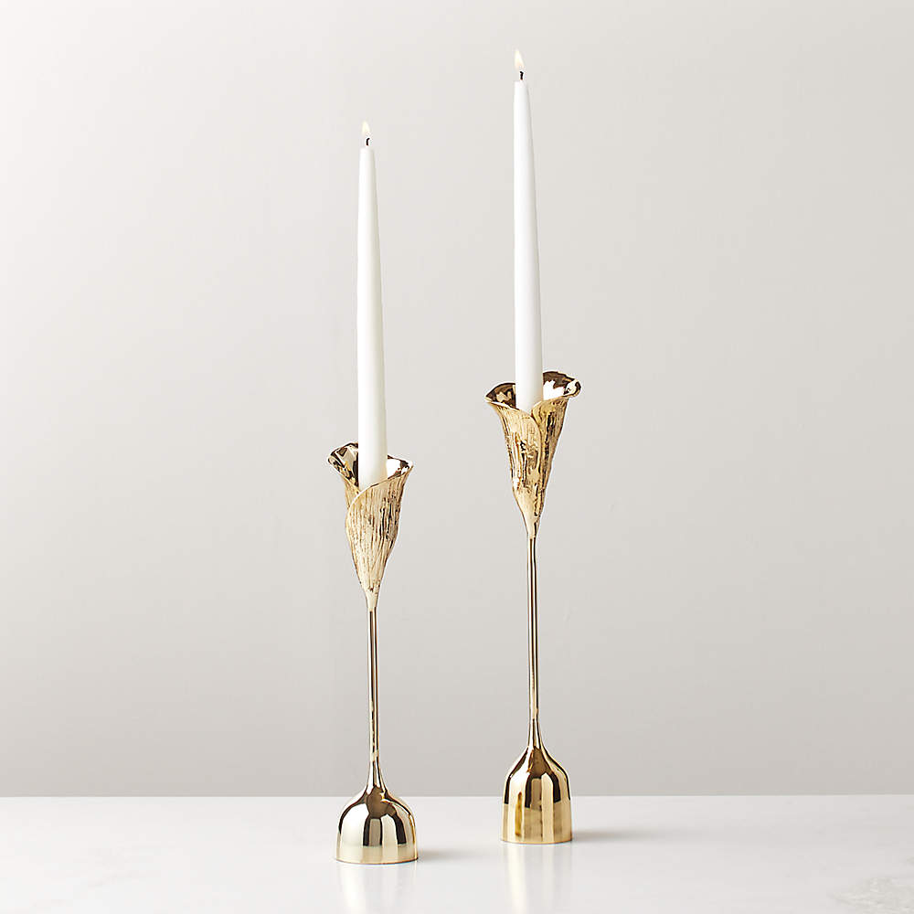 Set Of 3 Antique Brass Finish Metal Taper Candle Holders – Hudson & Vine