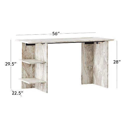 Hera Torrento Brown Marble Desk with Shelves