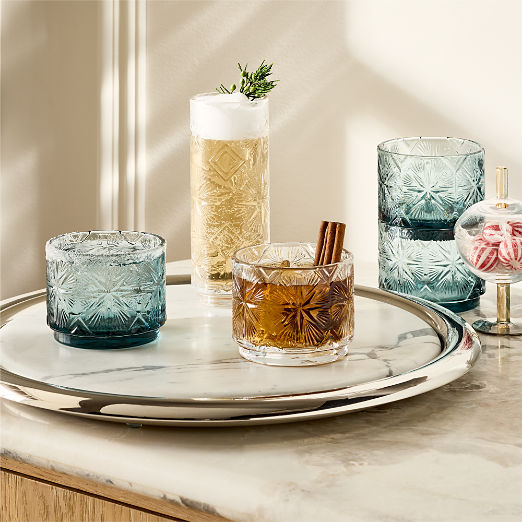 Herald Smoked Blue Double Old-Fashioned Glasses Set of 6