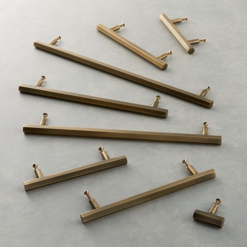 Hex Antique Brass Handles and Knob 