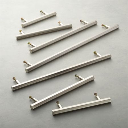 Hex Brushed Nickel Handles Cb2