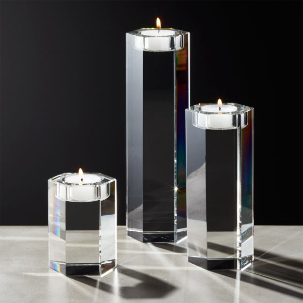 Hex Crystal Tea Light Candle Holders Set of 3 + Reviews | CB2