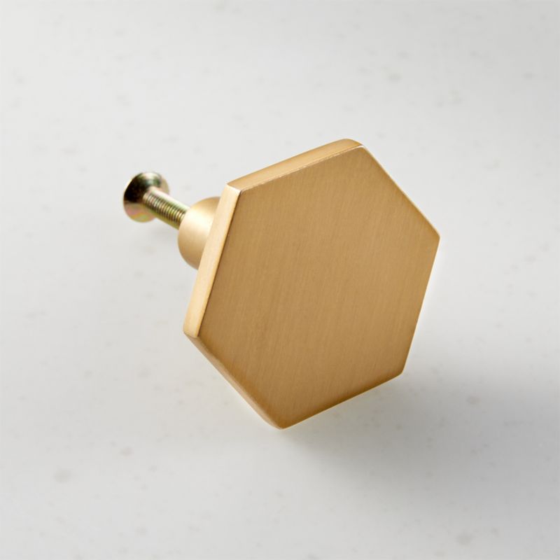 Hex Brushed Brass Knob - image 1 of 7