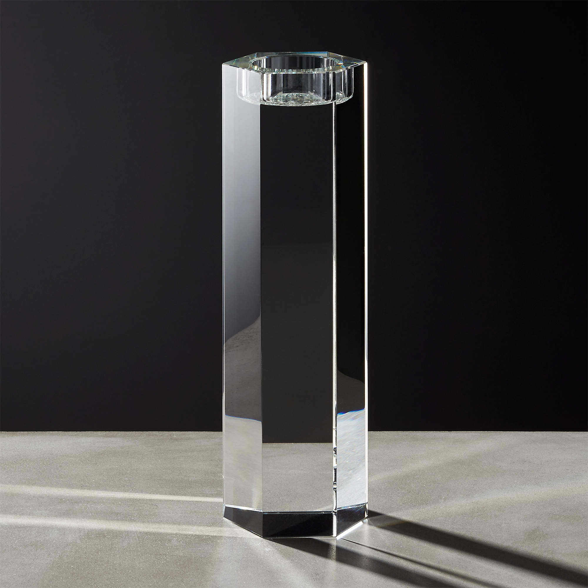 Hex Large Crystal Tea Light Candle Holder + Reviews CB2