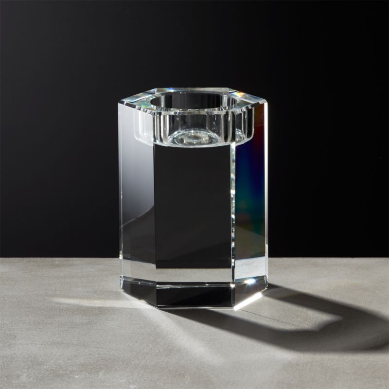 View Hex Crystal Tealight Candle Holder Small details