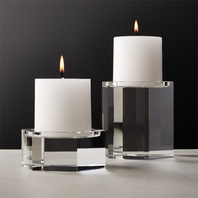 Hex Crystal Pillar Candle Holders Cb2