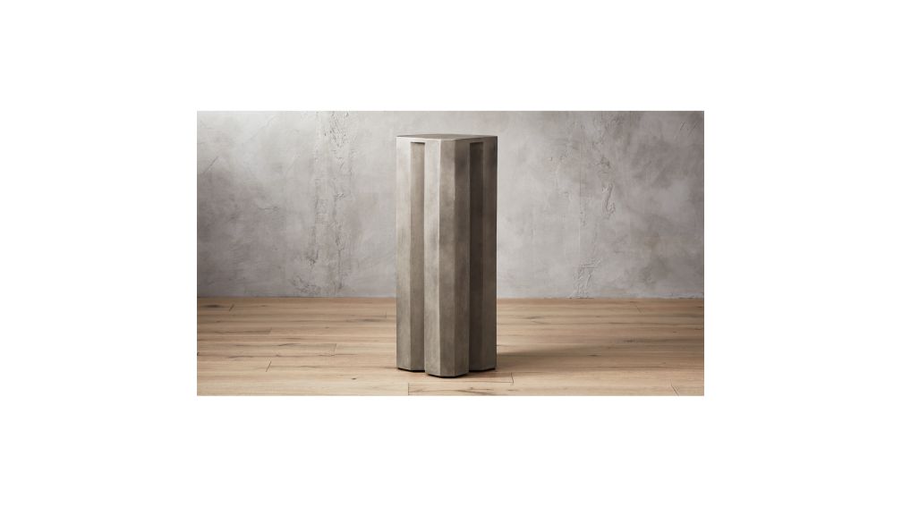 Hex Tall Grey Cement Pedestal Table + Reviews CB2