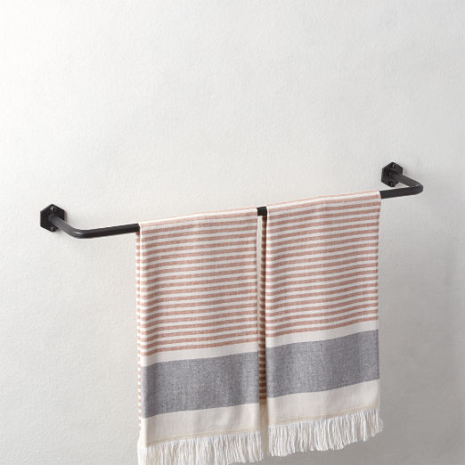 Hex Matte Black Towel Bar 24"