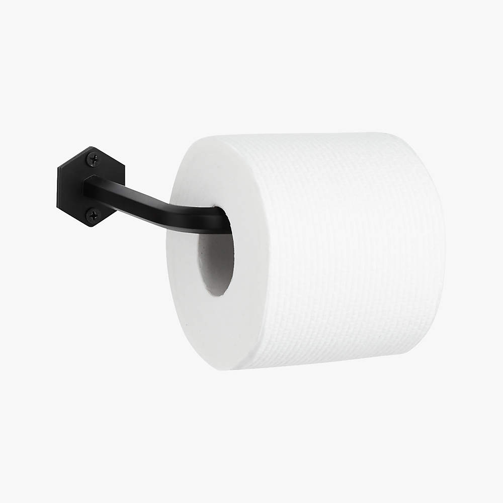Modern Fluted Matte Black Wall-Mounted Toilet Paper Holder