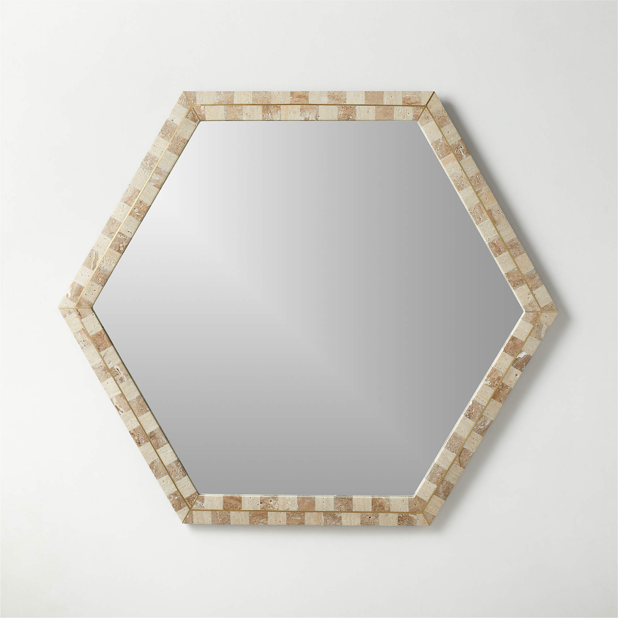 Parthene Round Travertine Modern Wall Mirror 40" CB2 Canada