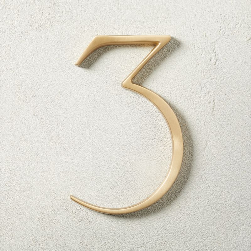 Heymland 6" Brushed Brass House Number 3 - image 0 of 4