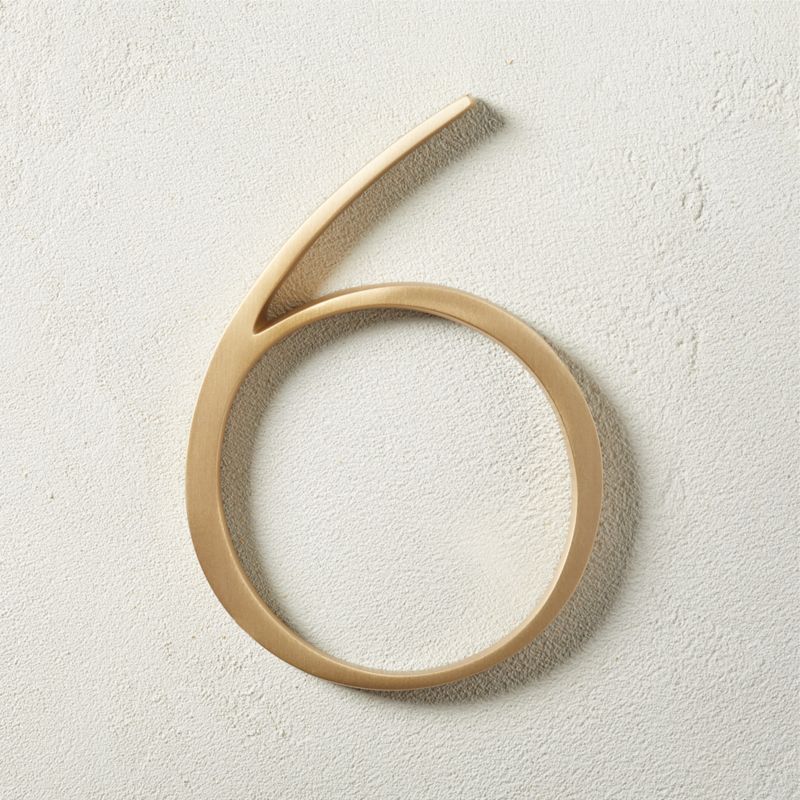 View Heymland 6" Brushed Brass House Number 6 details