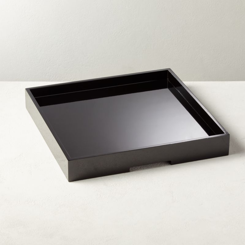 High Gloss Large Black Square Tray, Black Square Coffee Table Tray