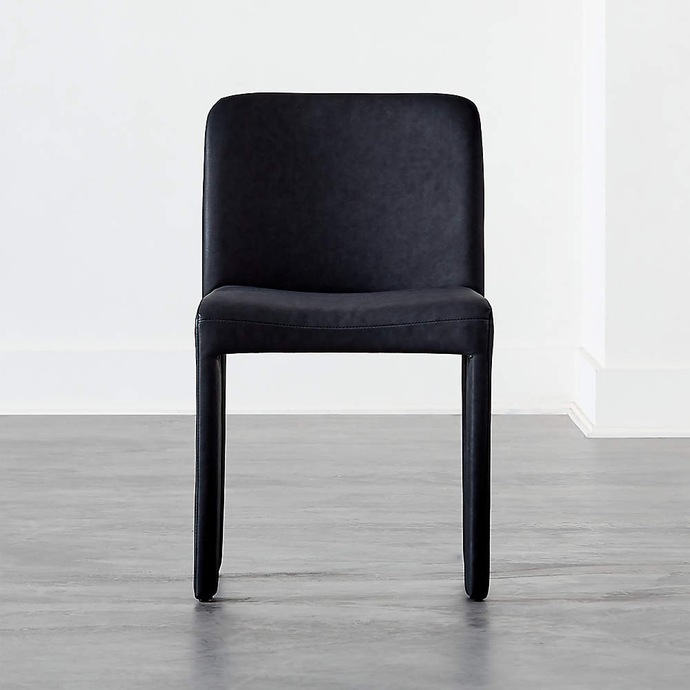Hide Faux Leather Black Dining Chair, Black Leather Chairs Dining