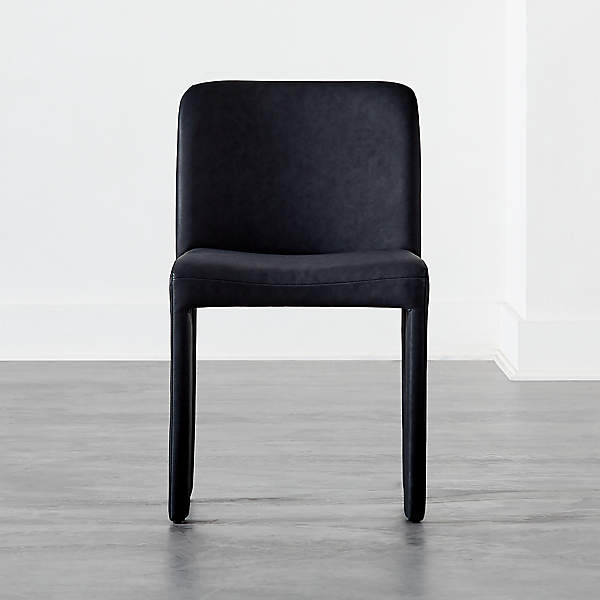 Hide Faux Leather Black Dining Chair, Leather Black Chairs