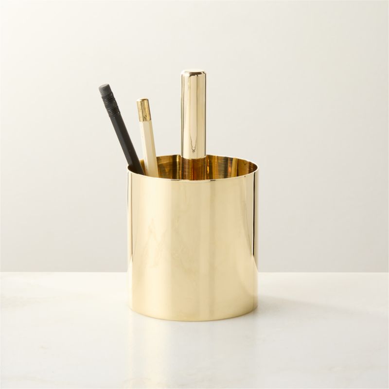 Hierarchy Unlacquered Polished Brass Pencil Cup by Bill Curry - image 1 of 5