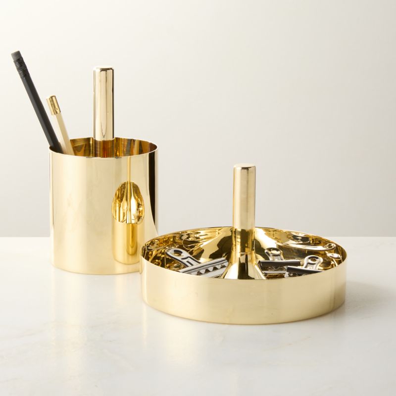 Hierarchy Unlacquered Brass Tiered Catchall Set by Bill Curry - image 1 of 5